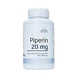 Bergen Piperin 20mg, 365 Tabletten (vegan), reines hochdosiertes Piperin, Piper Nigrum, Premium Qualität (GMP)