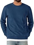 Runcati Herren Sweatshirt Langarm Rundhals Pullover Männer Einfarbig Langarmshirt Basic Freizeit Sport Oberteile Dunkelblau XL