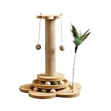 Kratzbaum für Katzen – Kratzspielzeug mit Sisalbällen | Rollbahnspielzeug für Katzen – für Balkon, Keller, Garage, Terrasse, Landhaus und Wohnung