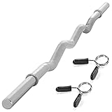 MAXXIVA Curlstange 120 cm Krafttraining Zugstange silber verchromt Workout Bodybuilding Fitness Federverschluss Gewichtheben