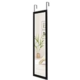 Dripex Wandspiegel 33x119cm Spiegel unbrechbarer Garderobenspiegel Flurspiegel höhenverstellbarer Hängespiegel mit Haken (Schwarz)