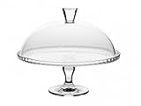 Pasabahce 95200, 32,5 cm großer Teller mit Fuß und Kuppel, breites Glas, Servierplatte für Desserts, Cupcakes, Plätzchen, Tortenständer mit Deckel, dekorative Kuchenplatte mit Stiel und Deckel