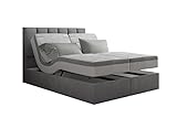 TRADA Palma Boxspringbett elektrisch mit Lattenrost und Matratze (Grau, 200 x 200 cm)