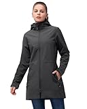 33,000ft Softshelljacke Damen Lange Übergangsjacke Wasserdicht Winddicht Softshellmantel Windbreaker Atmungsaktiv Wanderjacke Outdoor Mantel mit Abnehmbarer Kapuze Dunkelgrau, 34