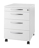 SCHÄFER SHOP Select Rollcontainer LOGIN, Bürocontainer mit 3 Schüben und 1 Untensilienauszug, vormontiert und abschließbar, B 432 x T 580 x H 595 mm, weiß Schubladenschrank - 106584