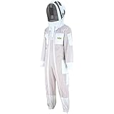 Imkado Atmungsaktiver Imkeranzug, Schutzbekleidung für Imker - Schutz vor Bienenstichen (XXL, Schleier: Fechtschleier)