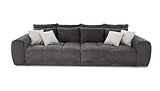 Big Sofa XXL B306/T134/H86 cm, bequeme Lounge Couch mit hochwertiger Federkernpolsterung, viele Kissen, Liegefläche 120 cm x 240 cm, modischer Cord-Bezug in Grau Anthrazit / 15171