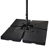 BB Sport Sonnenschirmständer 90 Liter / 150 kg Schirmgewichte 4-teilig für Ampelschirm Bodenkreuz schwarz - befüllbar mit Wasser oder Sand 7 Jahre Garantie auf Material*