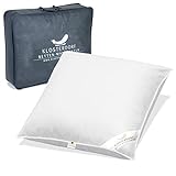 Klosterdorf Bettenmanufaktur Premium Dreikammer Kopfkissen ''funktionell'' - 80x80 cm - 1200 Gramm - Handarbeit aus Deutschland - Gesund schlafen - Daunenkopfkissen Daunenkissen 3-Kammer Kissen
