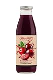 GranarBio Bio Cranberry Direktsaft, 100 Prozent Frucht, nicht aus Konzentrat, herb-fruchtiger Geschmack, ungefiltert, 750ml