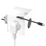 Steckdosenleiste mit Mehrfachsteckdose Überlastschutz Steckdosenwürfel ohne Kabel mit 3 Fachsteckdosen, 2 USB- und 1 Typ-C-Steckdosenadapter und 1M USB-Kabel geeignet für Zuhause, Büro, Reisen