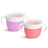 Munchkin 2-teiliges Snack Catchers Set | Kleinkind Snack Box & Baby Beikosttopf | Halter & Lebensmittel Aufbewahrungsbehälter | BPA-frei Lebensmittel Topf mit Griffen | Spill-Proof - Rosa/Lila