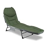 Yugodex Karpfenliege Angelliege bis 160KG Faltbares Feldbett mit Tragetasche Bedchair Gartenliege 195 x 65 x 32 cm Gepolstertes Campingbett für Camping, Angeln,Strände,Gärten Grün