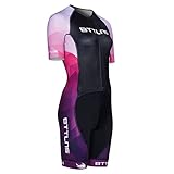 BTTLNS Triathlon Anzug Damen | Trisuit Kurzarm | Tri-Anzug mit Italienische Gämse | Trisuit Einteiler für Wettkampf, Training | Laufen, Schwimmen, Radfahren | Typhon 2.0 SE | L | Lila