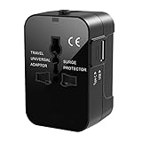 Reiseadapter Weltweit Universal Reisestecker mit USB C, Internationaler Steckdosenadapter mit 2 USB Universal AC Steckdose Travel Adapter für USA UK AUS EU England Thailand Italien Deutschland