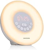 Grundig Lichtwecker - Tageslichtwecker - Weckerradio - Bluetooth-Lautsprecher - AUX und USB - Naturklänge - Weiß