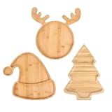 Dariokki 3 St¨¹ck Holzteller, Tisch-Servierplatte f¨¹r Weihnachten, DIY, Einzigartige Lebensmittel, Kuchen, Snacks, Obst