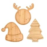 Tlily Holz-Serviertablett, Holzteller, Servierplatte für Weihnachten, DIY, Essen, Kuchen, Snacks, Obst, 3 Stück