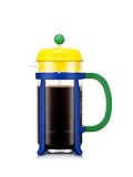 Bodum 1908-691SSA-80 Kaffeemaschine, Kaffeepresse, JAVA, French Press, Kaffeebereiter, 1000 ml, 80th Anniversary Limited, Grün, Gelb, Blau, Edelstahlfilter, Kunststoffbecher, Einweichen