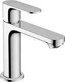 hansgrohe Waschtischarmatur Rebris S, Wasserhahn Bad mit Auslauf Höhe 110 mm, mit Zugstange, Badarmatur wassersparend, Chrom