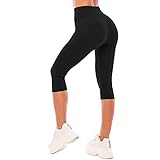 SINOPHANT Leggings Damen 3/4 High Waist Elastische Blickdicht Große Größen Leggins (#1er Pack Schwarz, S-M)