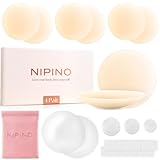 NIPINO® Nippelpads - Damen Nipple Cover mit Fashion Tapes | Wiederverwendbare Brustwarzen Abdeckungen | Unsichtbare Nippel Pads aus Hochwertigen Silikon [8 cm Ø]