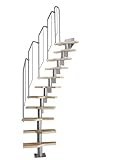 DOLLE Raumspartreppe mit Buche Holz-Stufen (Multiplex), Geschosshöhe 222-276 cm, variabler Treppenlauf, einfache Montage, den individuellen Raumverhältnissen anpassbar: Gerade bis 1/4 gewendelt