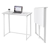 Dripex Faltbar Tisch Schreibtisch Computertisch für Homeoffice Arbeitszimmer Klappbar PC Tisch (Weiß)