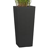 Pflanzwerk® Pflanzkübel Bodenvase Fiberglas Conic ANTHRAZIT 50x23x23cm *Frostbeständige Blumenkübel* *Deutsche Premiumqualität* *Lotus-Effekt Imprägnierung*