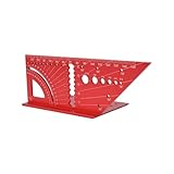 Winkelmesswerkzeug aus Aluminiumlegierung für Holzbearbeitung mit Messgerät, Winkelmesser, Ortungsgerät, vertikale Winkelskala für parallele Linienmarkierung (rot)
