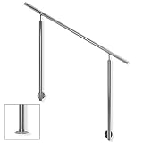 DOLLE Eingangsgeländer | Geländer Edelstahl Hauseingang | Treppengeländer | aufgesetzte o. seitliche Montage | 1 o. 2 Pfosten; mit/ohne Wandanschluss | Länge 150 cm | Höhe 100 cm | witterungsbeständig