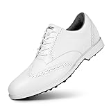 DONFAAUK Herren Golfen Walking Trainer Casual Golf Spikless Athletische Sportschuhe Mode Golf Turnschuhe Leichtgewicht Fitness Schuhe,Weiß,40 EU