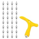 SUJEBKC Leichtathletik-Spike-Tool, gelber Nagellocher und 32 Spikes für Wettkämpfe, Training, Training, Cross-Country, Sprint, Weitsprung, Speerwurf, Cross-Country usw.