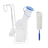 Medi-Inn Urinflasche PP 1000 ml für Männer milchig mit Betthalter und Reinigungsbürste