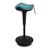 IWMH Ergonomischer Arbeitshocker, Hochverstellbare Stehhilfe, Atmungsaktiver Sitz-Steh-Hocker 360° Drehbar, Ergonomische Stehhocker Büro, Grau (Blau)