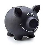 1x Sparschwein aus Keramik, Schwarz | Tafellack zum...