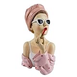 formano Deko Büste Dame modern Dekofigur Frauenbüste Polyresin Handbemalt 27 cm Stilvolle Wohnaccessoires in Rosa-Weiß Elegante Tisch- & Regaldekoration
