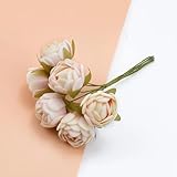 LIJUCAI 6 Stück Seiden-Teeknospen, Rosen, Vasen für Heimdekoration, Kranz, DIY-Geschenkbox, Hochzeit, dekorative Blumen, künstlich (1 Stück/2)