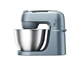 Kenwood Go Küchenmaschine KZM35.000GY, platzsparend, inkl. 4-Liter-Schüssel, K-Haken, Ballonschneebesen, Knethaken, Spritzschutz & Messlöffel, Metallgehäuse mit Tragegriff, 800W, Blau