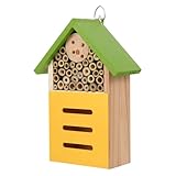 UPKOCH Insektenhaus zum Aufhängen mit Sicherem Dach und Glatter Oberfläche Wetterfestes Nisthilfe Wildbienenhaus für Garten Dekoratives Haus für Bienen und Insekten Grün