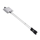 Relaxdays Sandwicheisen Camping, Outdoor Sandwichmaker Grill, Gaskocher, Griff: 57 cm lang, Toasteisen: 10x10 cm, Silber