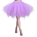 Tüllrock Lila, Tullerock Damen, Tüllrock Damen Tütü Rock 50Er Ballett Unterrock Elastische Hohe Taille Ballettrock Petticoat Tanzkleid Karneval Kostüm
