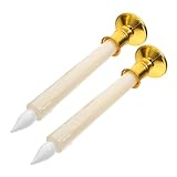 Yardenfun 4 Stück Flammenlose LED Stabkerzen Realistische Batteriebetriebene Kerzen mit Dekorativem Kerzenständer Wiederverwendbare LED Lichter für Party Hochzeit Festliche
