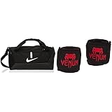 Nike Unisex-Adult Academy Team Sporttasche, Black/Black/White, MISC & Venum Kontakt Boxbandagen - Schwarz/Rot - 4 M