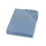 sleepling Biber Spannbetttuch, Feinbiber Spannbettlaken, Made in Germany, 100% Baumwolle, Matratzen bis 23 cm Höhe, Rundum Gummizug, Ökotex, waschbar 60 Grad, 90 x 200, hellblau