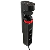 FeinTech MD833 Tischsteckdose klemmbar 3 Fach Steckdose mit 2X USB und 1x USB-C PD (20W), Steckdosenleiste Schreibtisch mit Schalter, 3m Kabel, schwarz