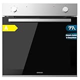 Cecotec Einbaubackofen Multifunktional Konventionell 77L Bolero Hexa C126001 Line A. 2800W, 5 Funktionen, Niedriger Verbrauch, Innenbeleuchtung, Steam Assist, Steam EasyClean, Kalte Tür mit 2 Gläsern