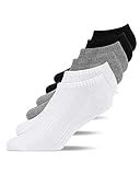 Snocks Herren & Damen Sneaker Socken (6x Paar) Lange Haltbarkeit Dank Bester Qualität 2x Schwarz + 2x Weiß + 2x Grau, 43 - 46