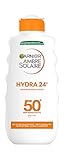 Garnier Ambre Solaire Hydra 24H Sonnenschutz-Milch LSF 50+, schnell einziehend, nicht fettend, wasserfest, 200 ml