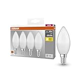 Osram Lamps LED Base Classic B Lampe, in Kerzenform mit E14-Sockel, nicht dimmbar, Ersetzt 5.5W = 40 Watt, Matt, Warmweiß - 2700 Kelvin, 4 Stück (1er Pack)